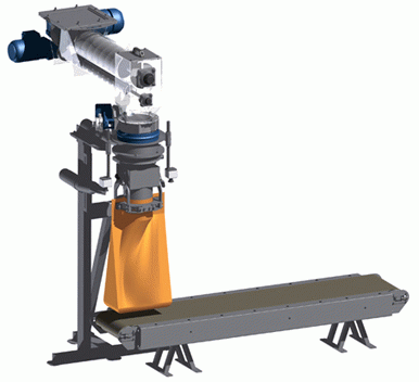 BRUTO vrecovacia linka s ods. dopravníkom