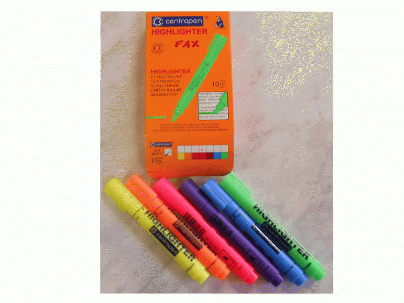 Zvýrazňovače Centropén hrubé 1,4  - 4 mm na papier