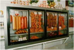 Presklenné chladiace vitríny pre výrobky vo vise