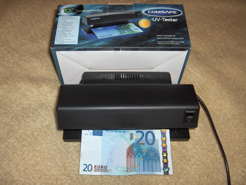 Tester bankoviek UV lampa 9W, + biele svetlo pre vodotlač