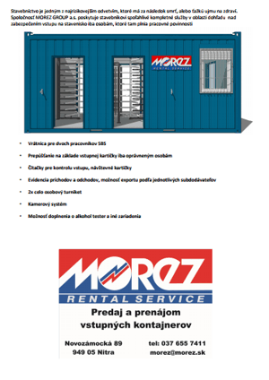 Vstupný kontajner na stavbu